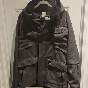 Men's Gray Hooded Snowboarding Jacket